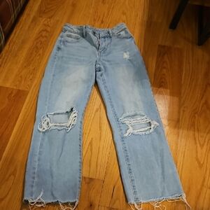 SHEIN Light Blue Distressed Boyfriend Jeans